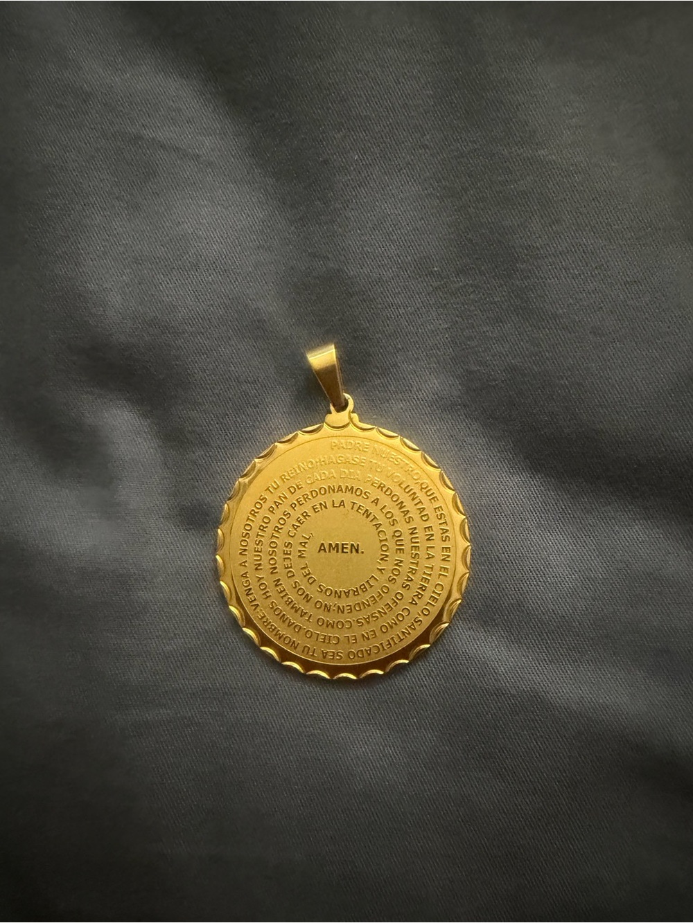 Gold AMEN Prayer Disc Pendant - Women’s Religious Jewelry